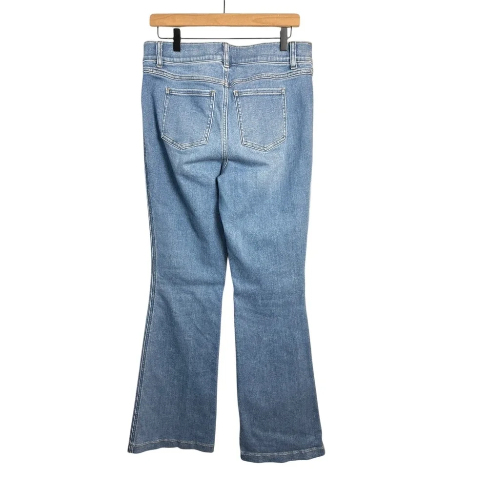 SPANX  Shapewear Stretch Flare Jeans Light‎ Wash High Rise Denim Pants Sz L